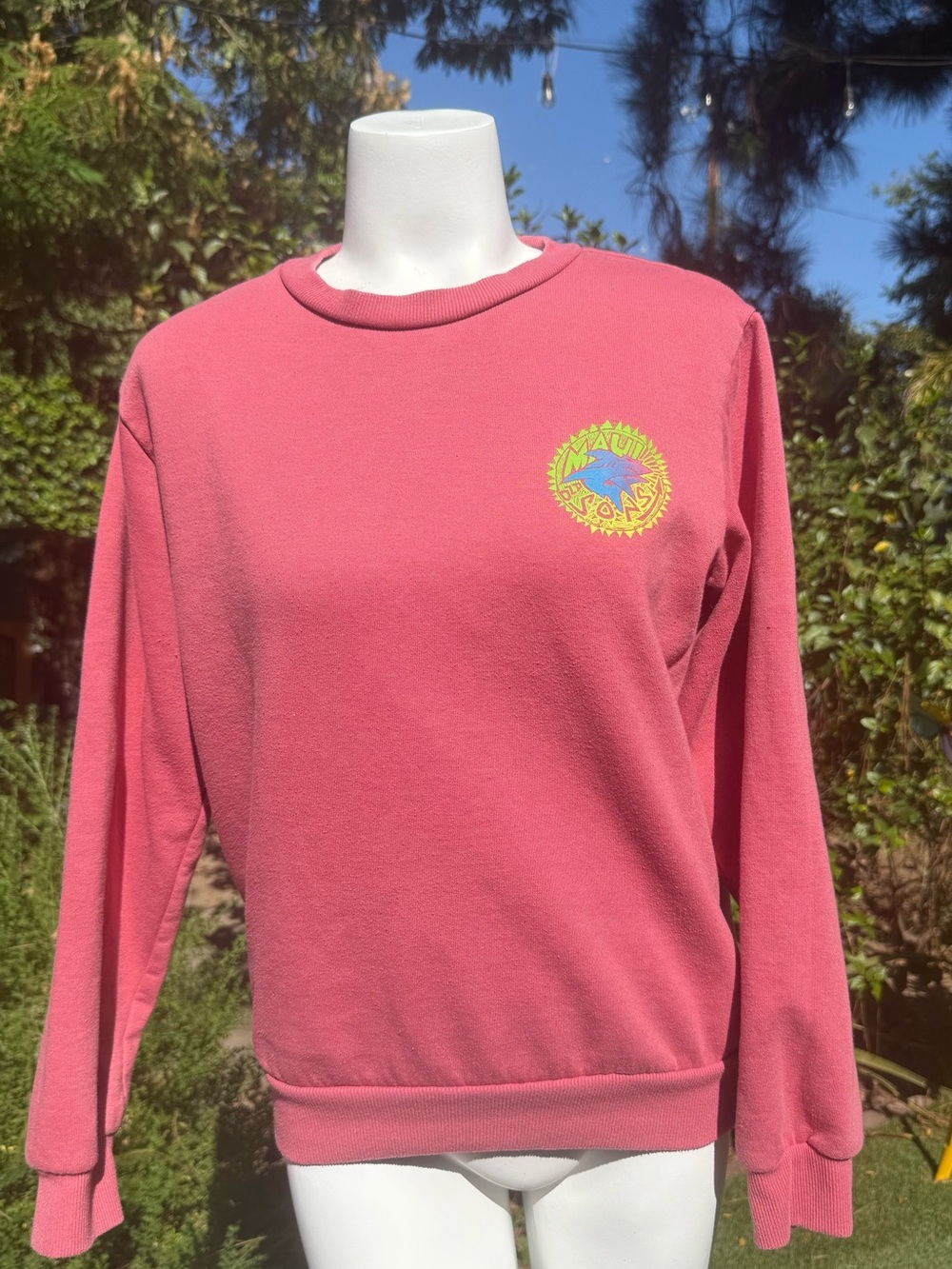 Maui and Sons Pink Pullover Sweatshirt with Small Logo Patch